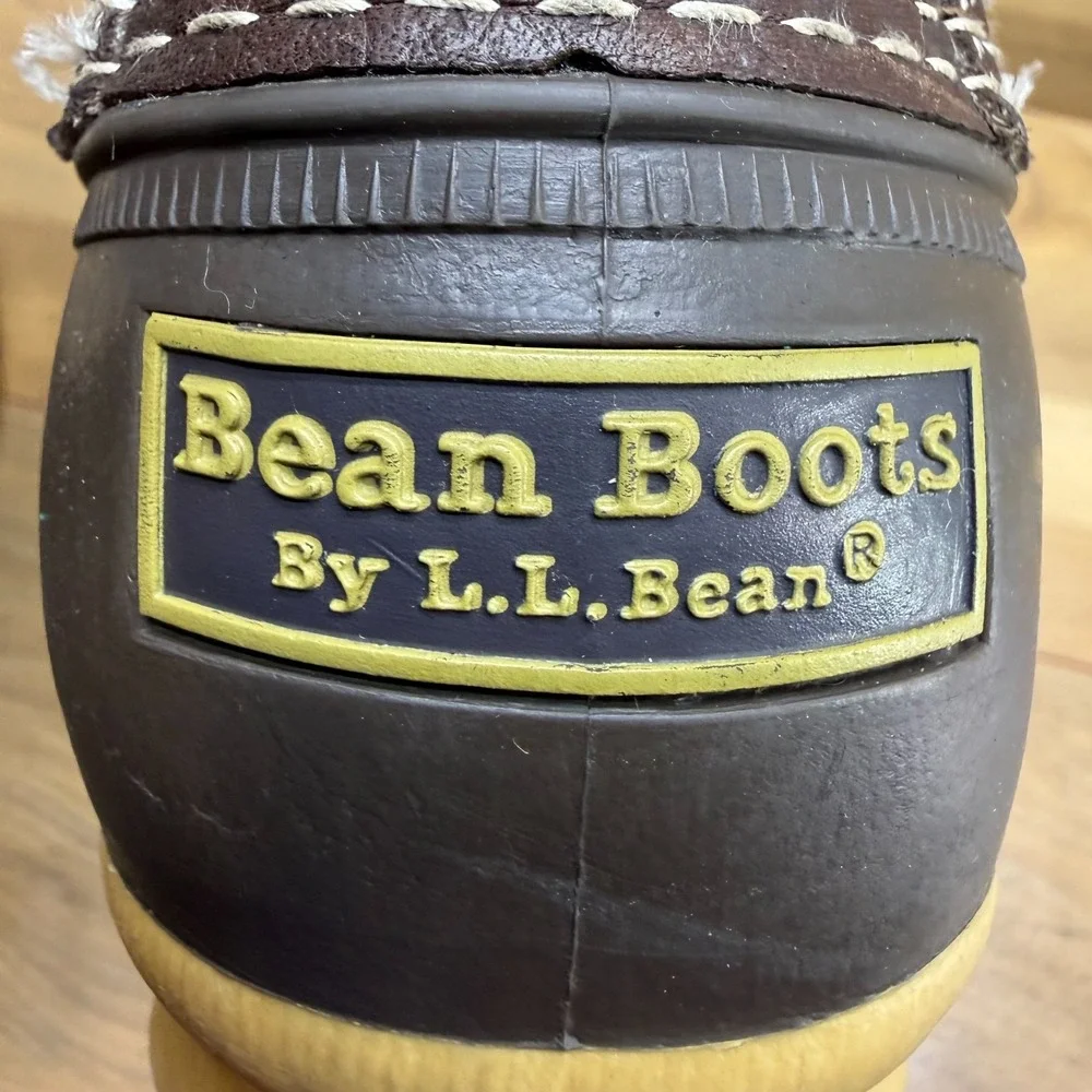 LL BEAN Bean Boots Shearling Fur Lined Mens 10 Brown Leather Heritage Hunting